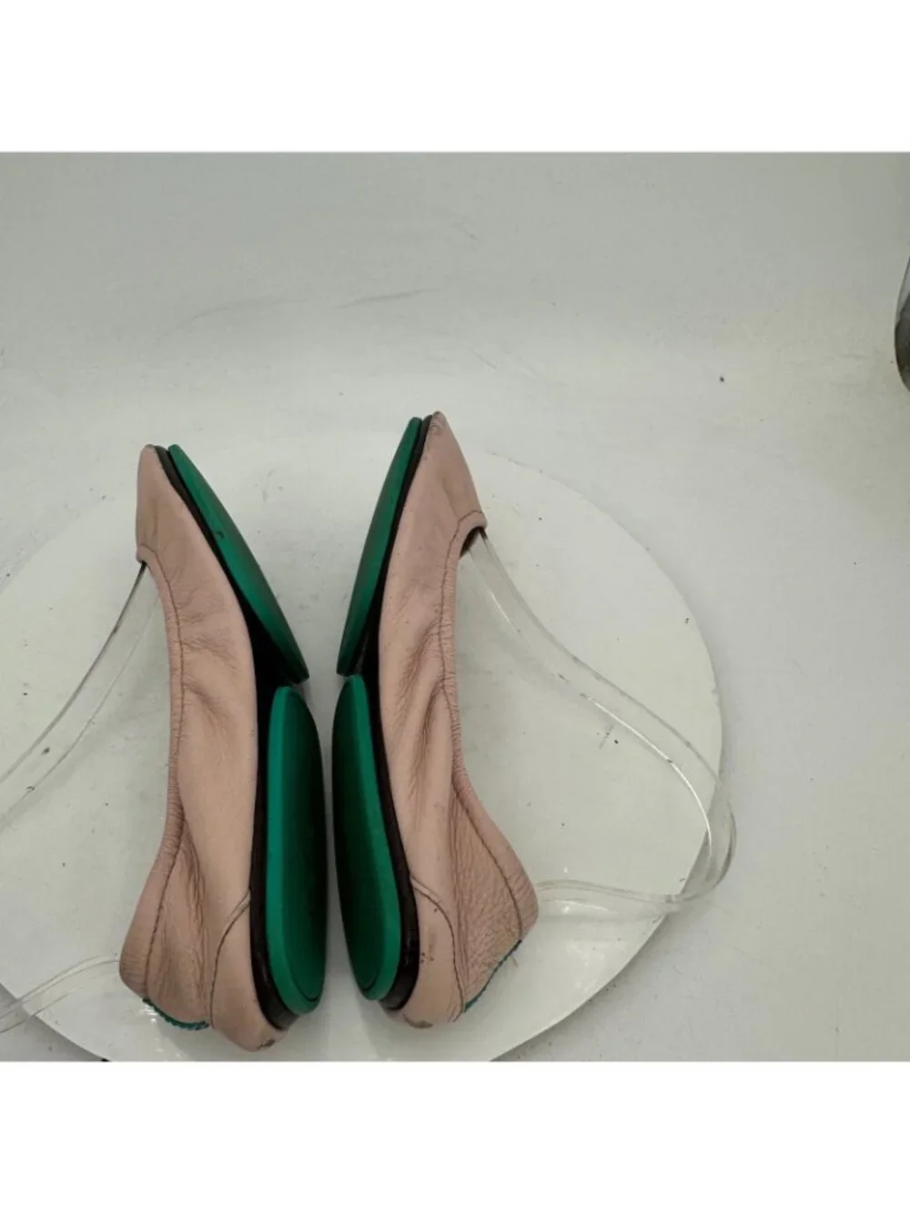 Tieks By Gavrieli Women Size 7 Baby Pink Leather Teal Accents Ballet Flat Shoes